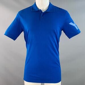 Y-3 Size M Blue Cotton Logo Half Placket Polo